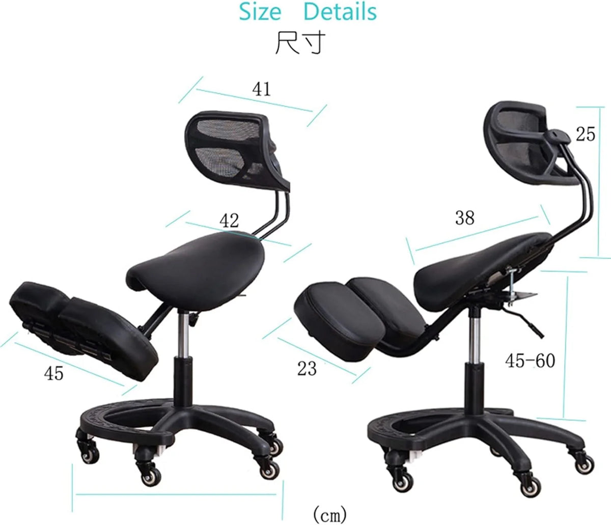 Black Adjustable Ergonomic Kneeling Chair with Wheels X12021