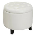 Modern Round Ottoman in Ivory Faux Leather S251