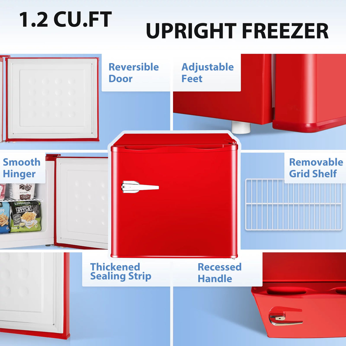 Mini Upright Freezer 1.2Cu.ft Red L637