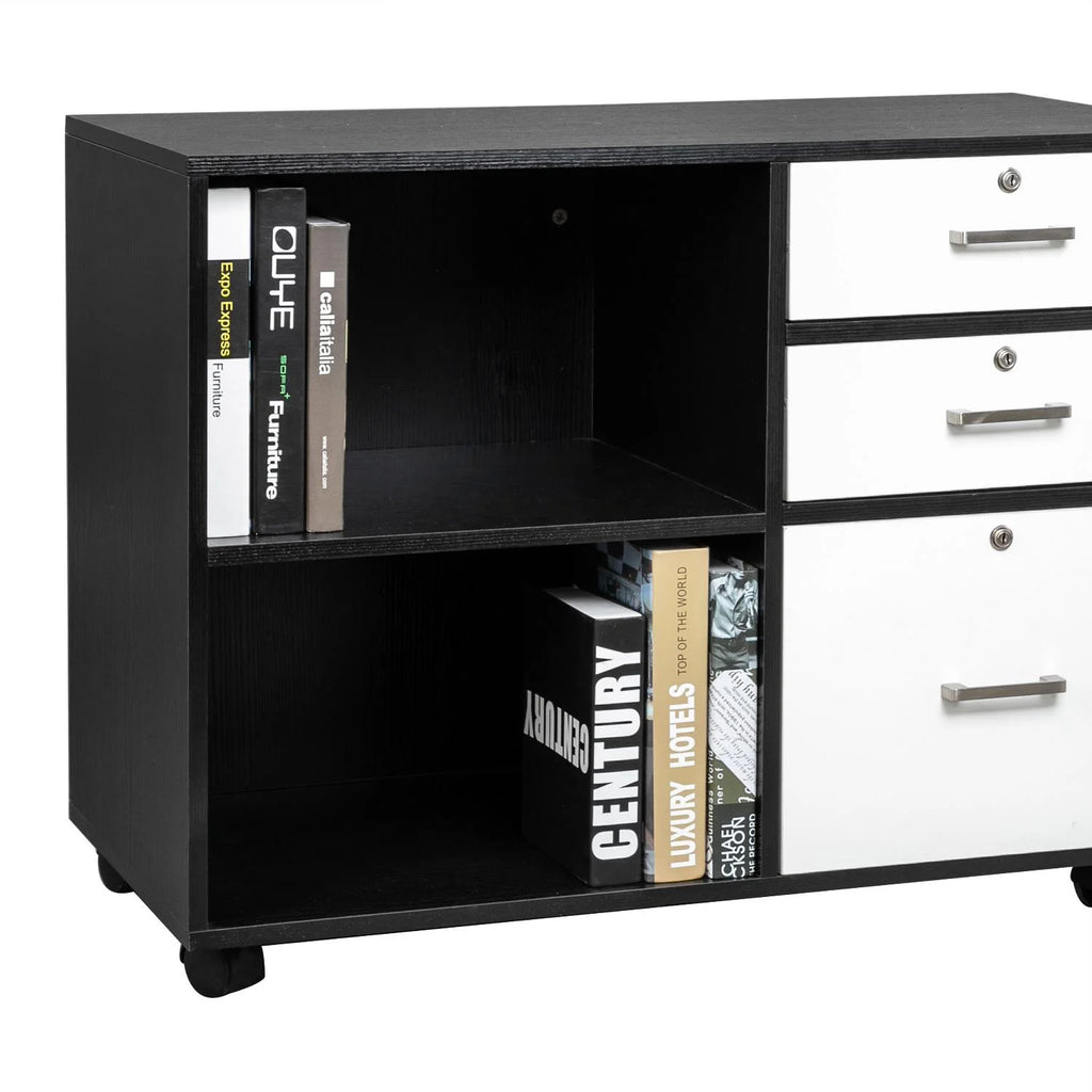 3 Drawer Wood File Cabinet with Locks and Wheels P426882