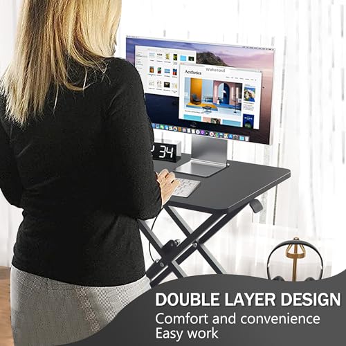 32" White Adjustable Standing Desk Converter with Keyboard Tray X661046