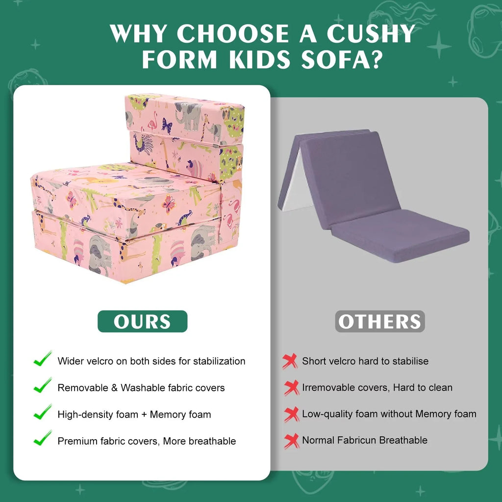 Pink 2-in-1 Kids Convertible Sofa Lounger Plush Fabric B4083