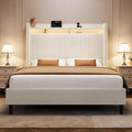Queen Size Upholstered Platform Bed with Tall Headboard N90061