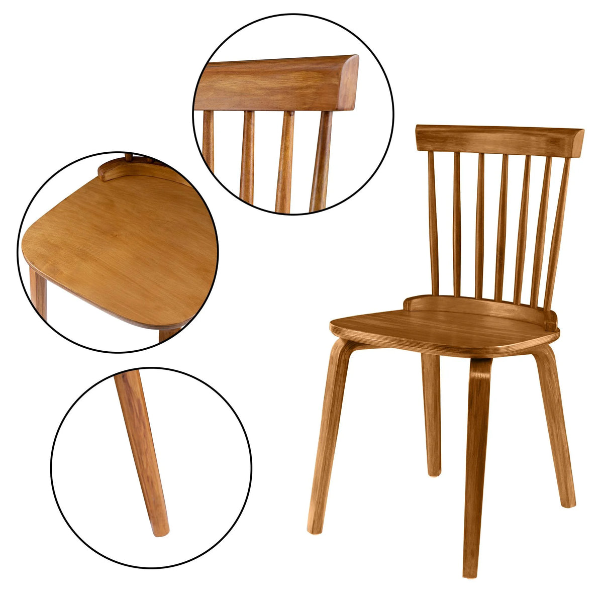 Orange Slat Back Wood Dining Chairs Set of 2 R481216