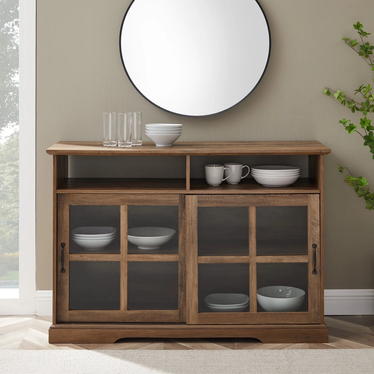 Farmhouse Sliding Glass Door TV Stand D58537