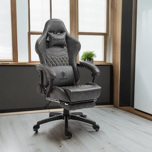 Black Big and Tall Ergonomic Gaming Chair with Footrest and Massage Lumbar Support U352056