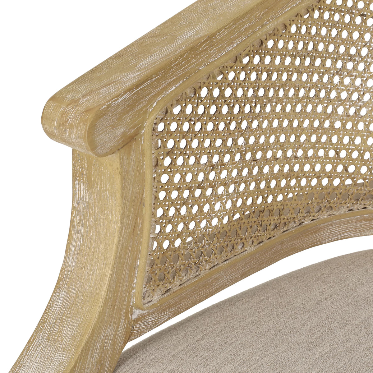 Fabric Upholstered Wood and Cane Accent Chairs, Set of 2 W444282