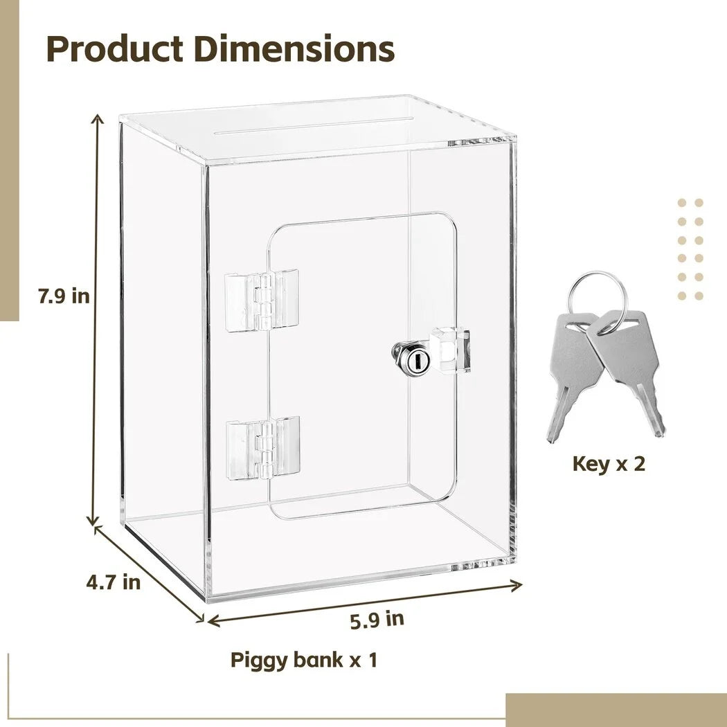 Clear Piggy Bank with Lock and Key Q213