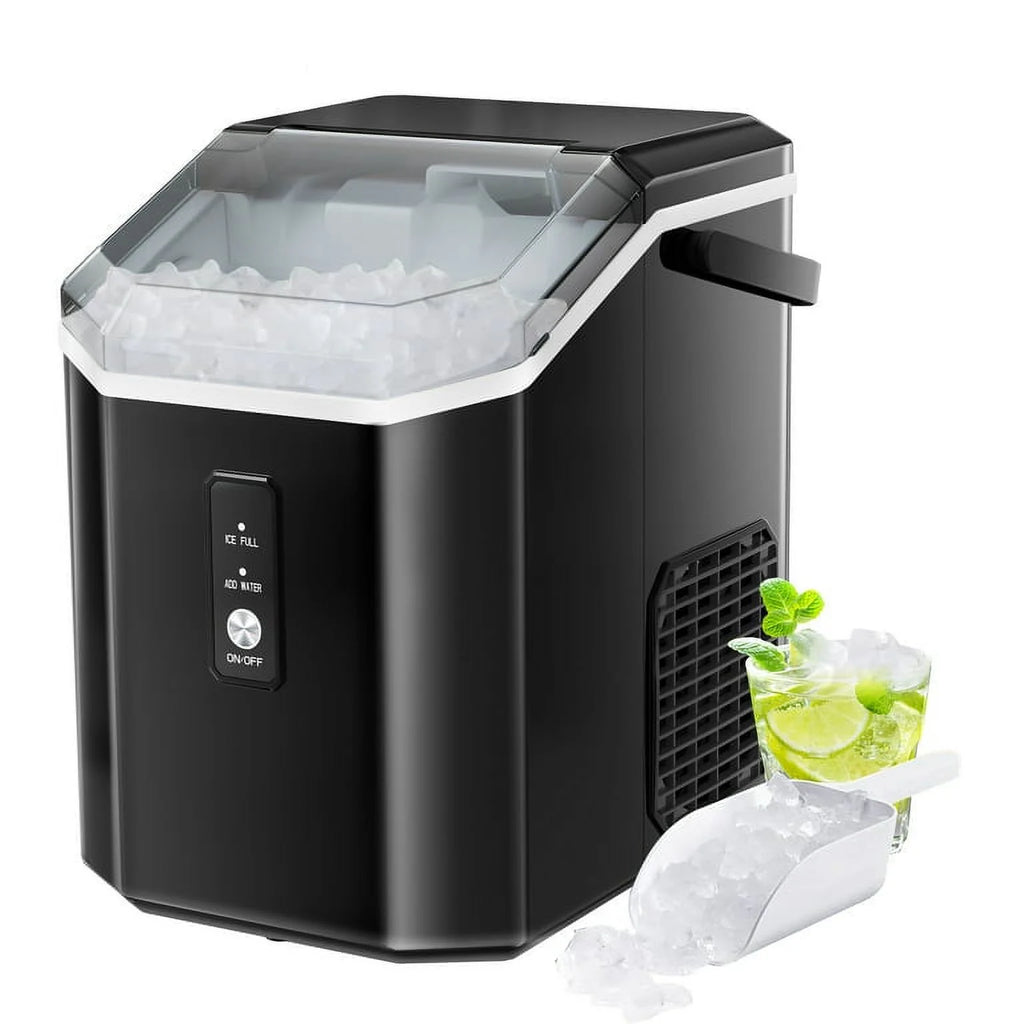 Nugget Ice Maker Countertop with Soft Chewable Pellet Ice, 34lbs/24H, Self-Cleaning, Black U8870