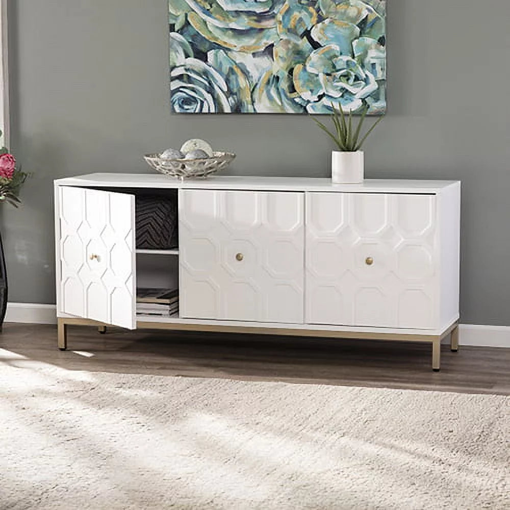Antique White Three Door Accent Cabinet P941
