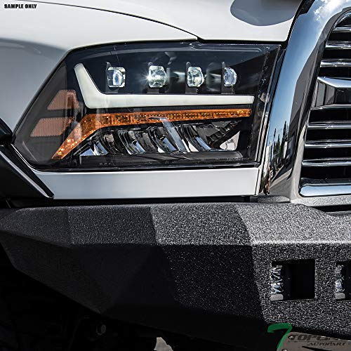 Compatible With Dodge Ram 1500 2500 3500 Black Housing Full LED Sequential Quad Projector Headlights With Amber Reflector F116