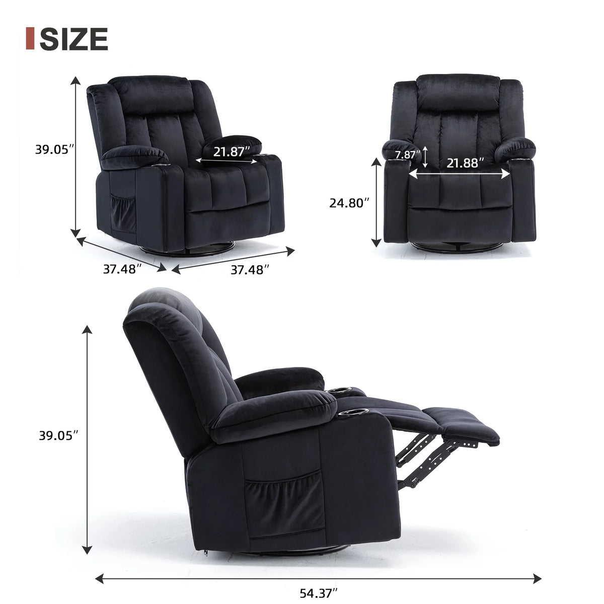 Black Heated Massage Recliner Chair L197995