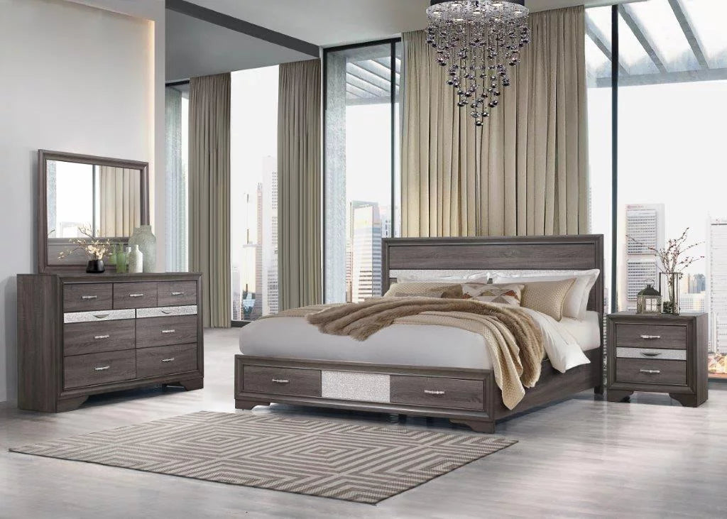 Queen Bedroom Set 5Pcs Weathered Grey J671822