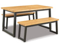 Wood Outdoor Dining Table Set (Set of 3) Brown/Black Z6941