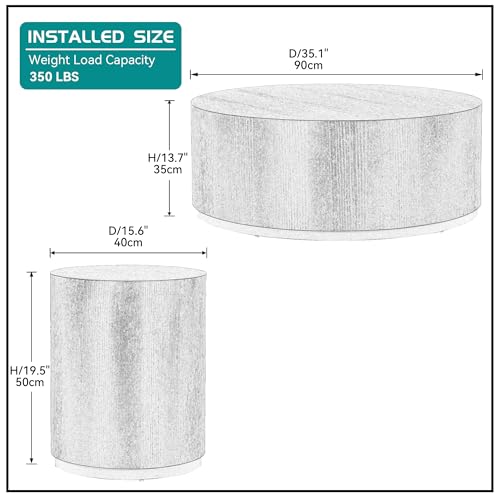 15.75'' Round Coffee Table with Faux Marble Pattern A35788