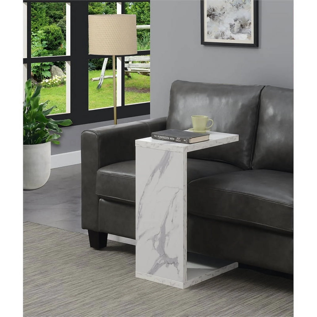 Faux White Marble Wood C End Table Set of 2 X138