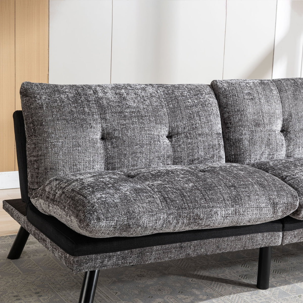 Convertible Sofa Bed Adjustable Lounge Couch with Metal Legs S434
