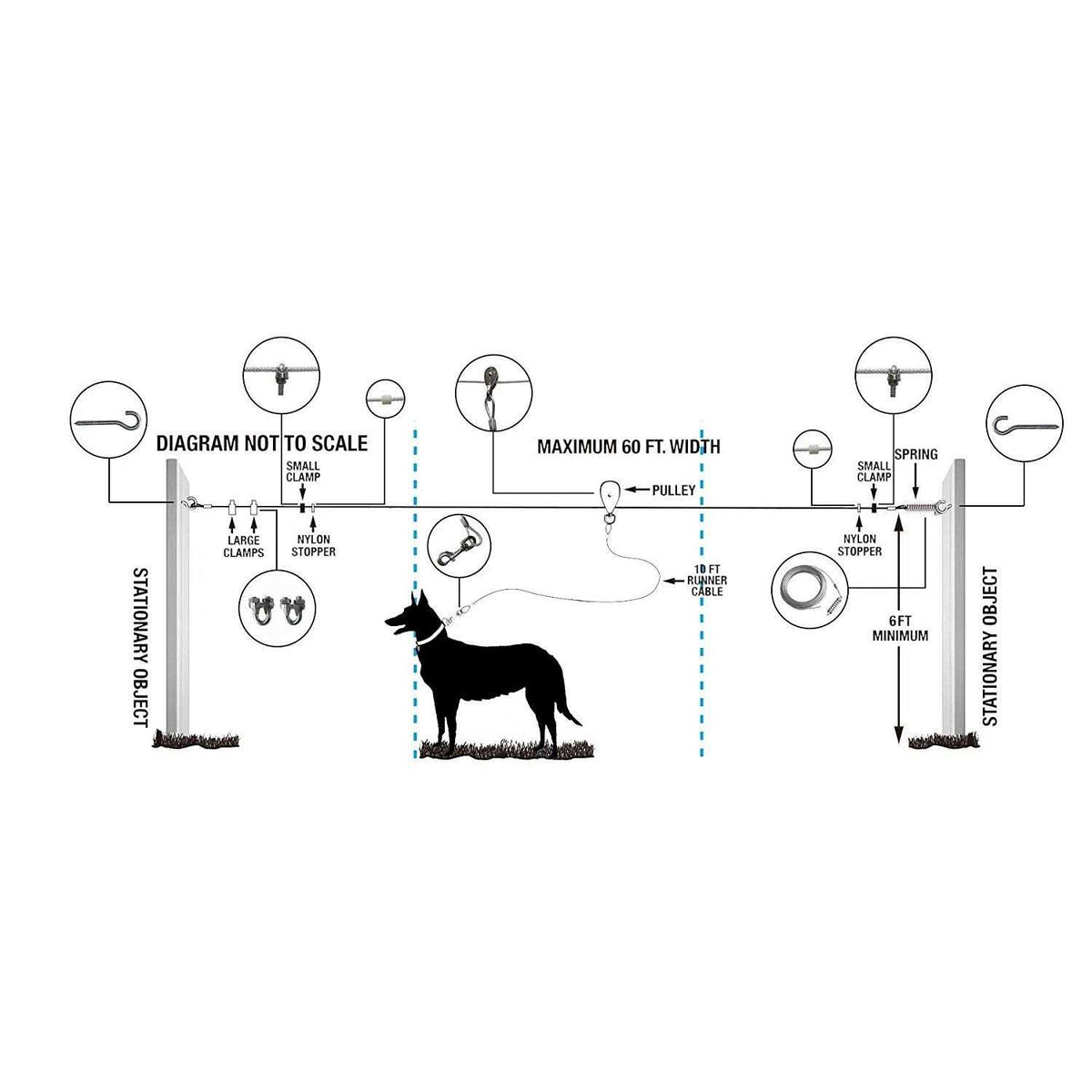 60ft Dog Trolley Runner Cable W219