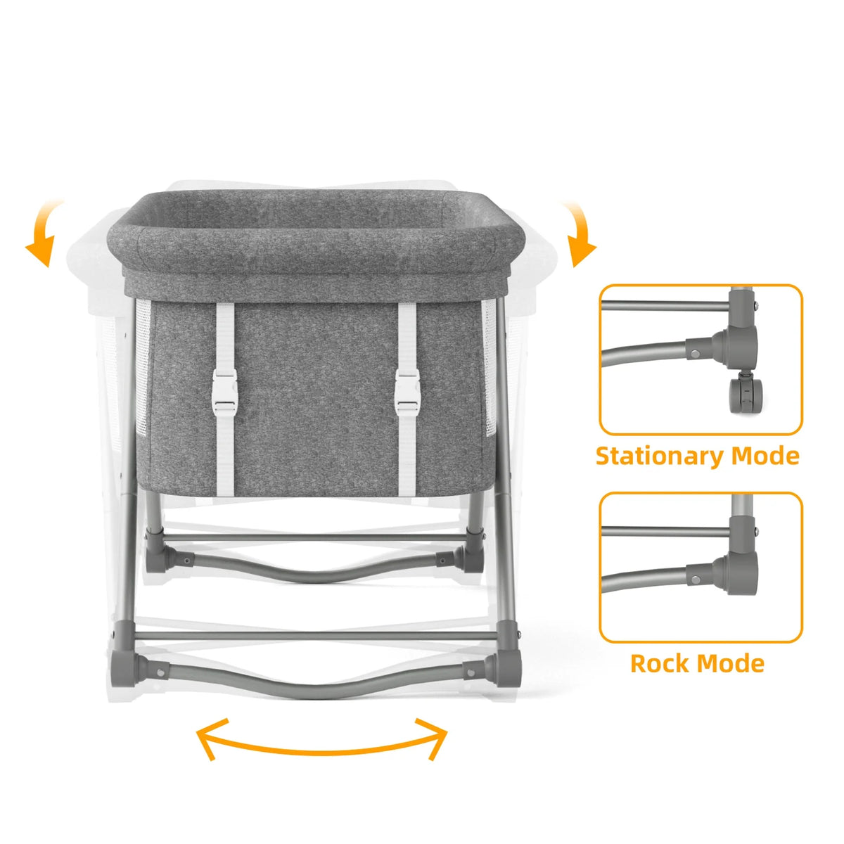 Gray Bedside Bassinet with Wheels H2152