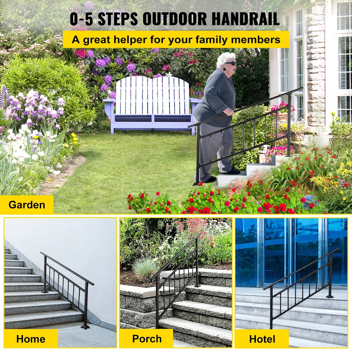 Black Handrail Stair Railing Kit O97549