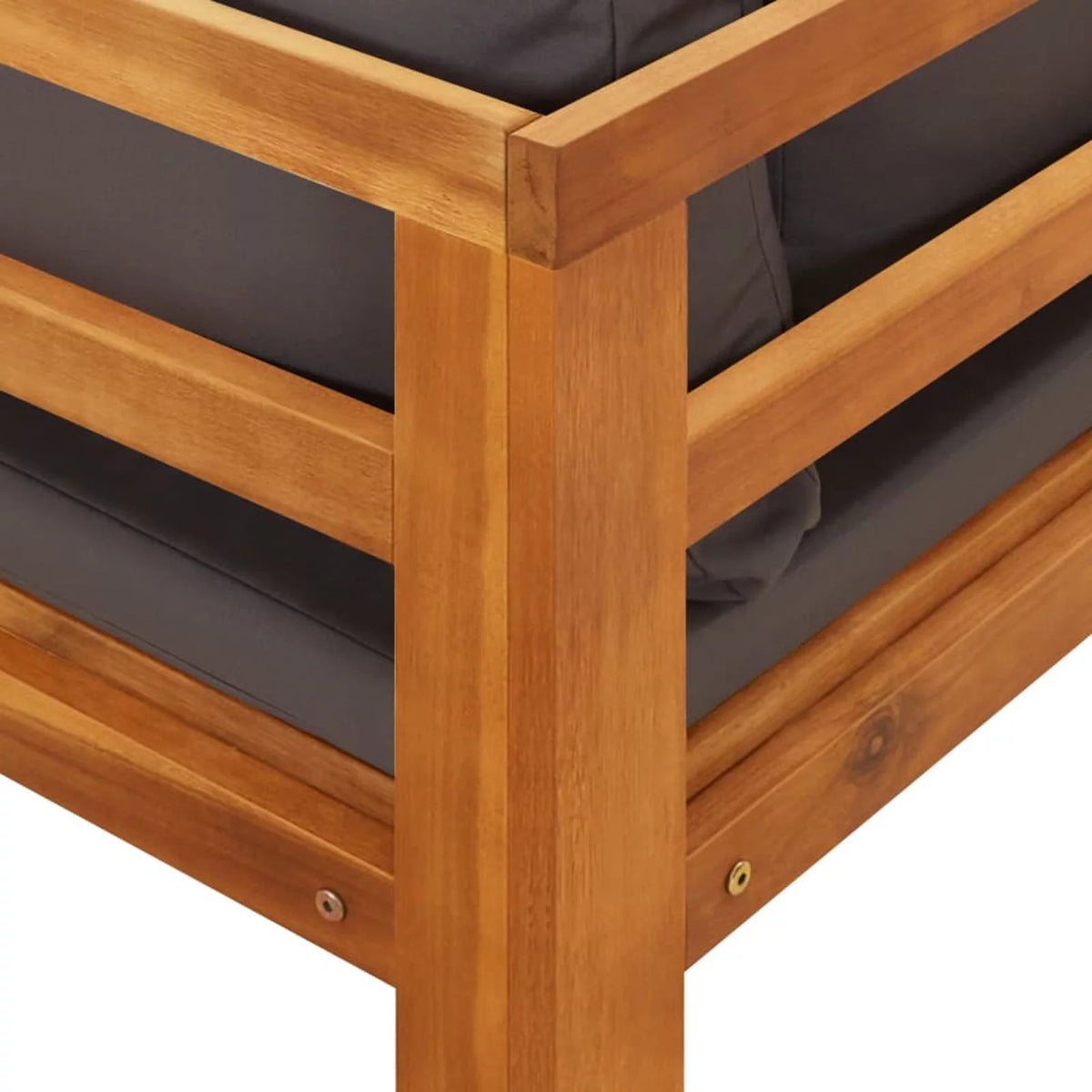 Acacia Wood Garden Bench with Dark Gray Cushions J6520