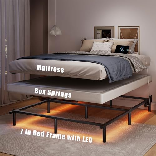 Black 7 Inch Metal Steel Bed Frame I65679