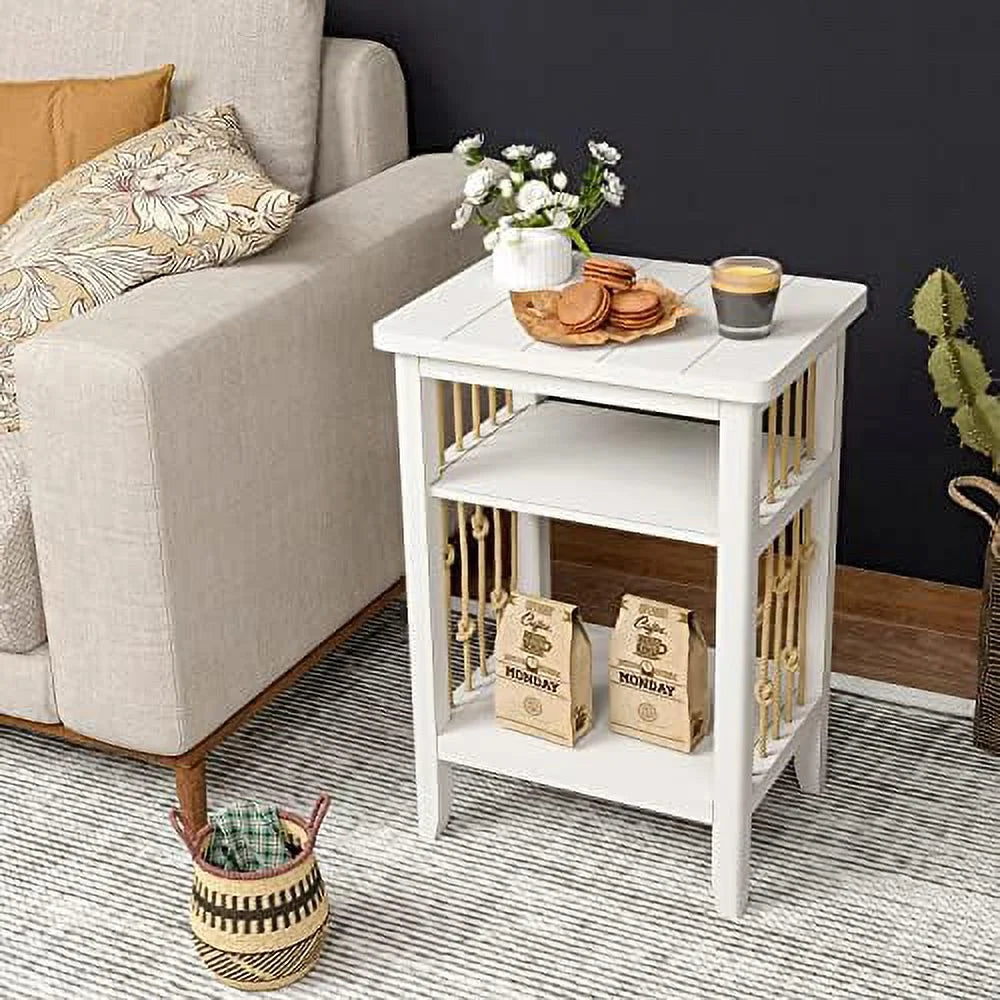2 Tier MDF Wooden Nightstand V915057