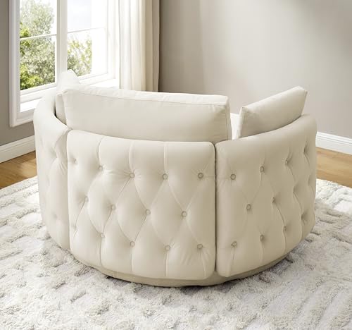 Oversized Velvet Swivel Barrel Chair with Ottoman and 4 Pillows B44302