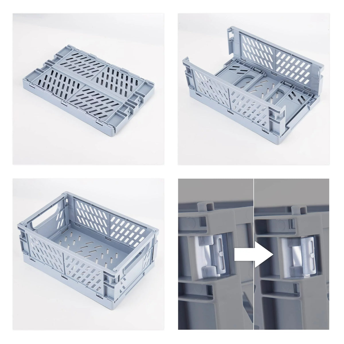 Collapsible Plastic Storage Baskets with Handle, 5-Pack Q793310