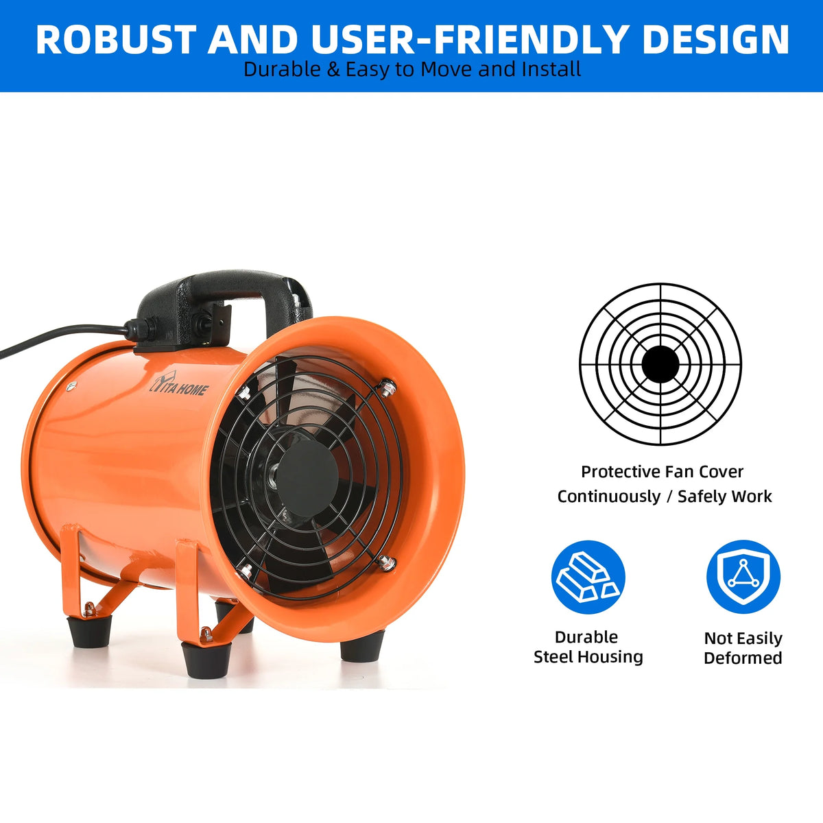 8" Utility Blower Extractor Fan with 16ft Duct Hose D7329
