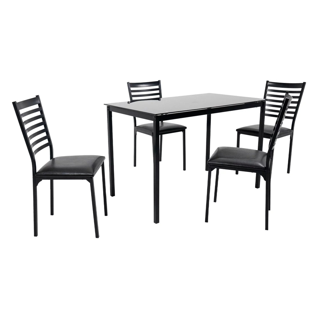 5 Piece Black Dining Table Set with 4 Upholstered Chairs G3890