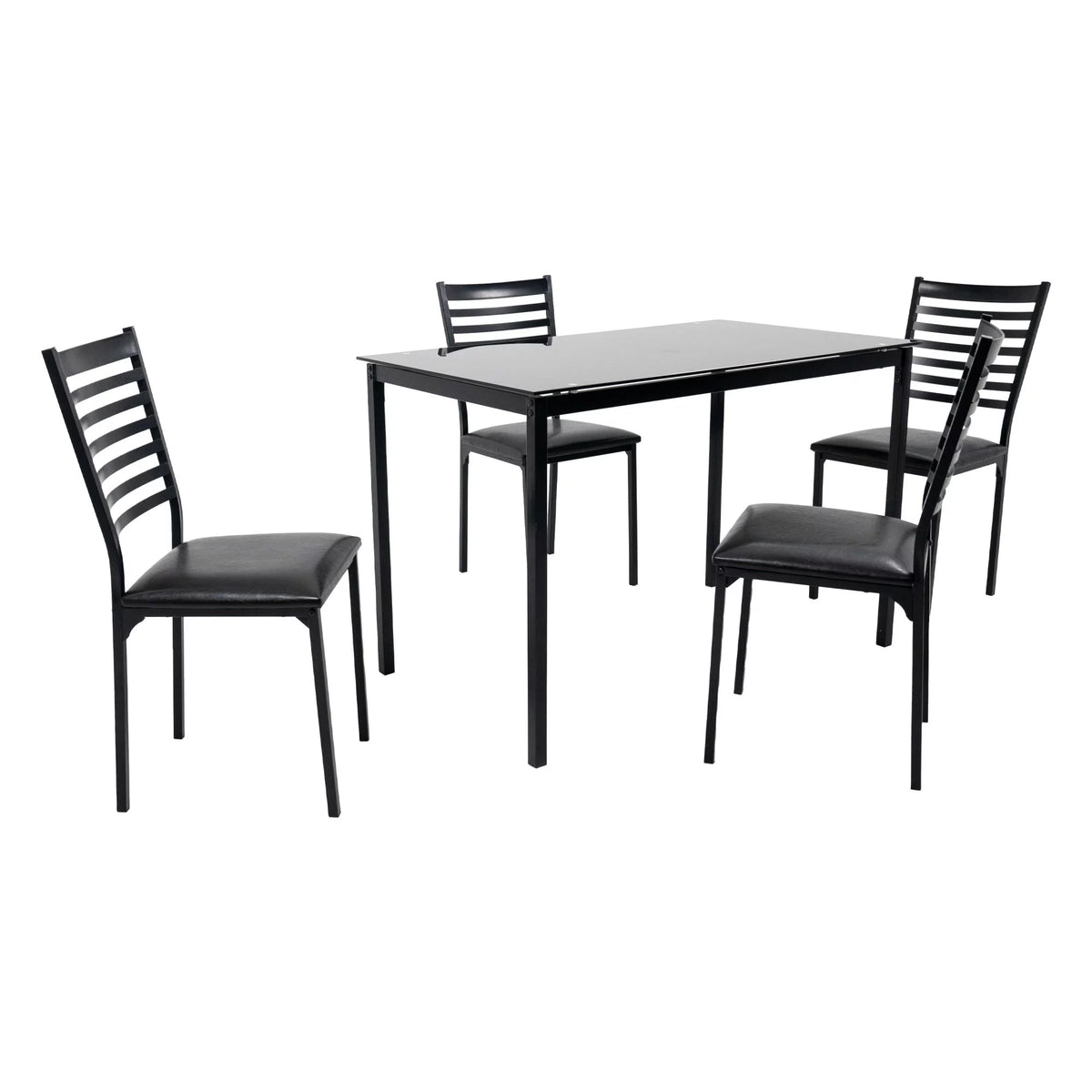 5 Piece Black Dining Table Set with 4 Upholstered Chairs G3890