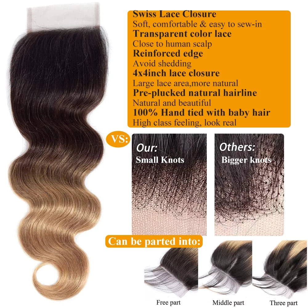 Body Wave Human Hair 4x4 Lace Closure R44282