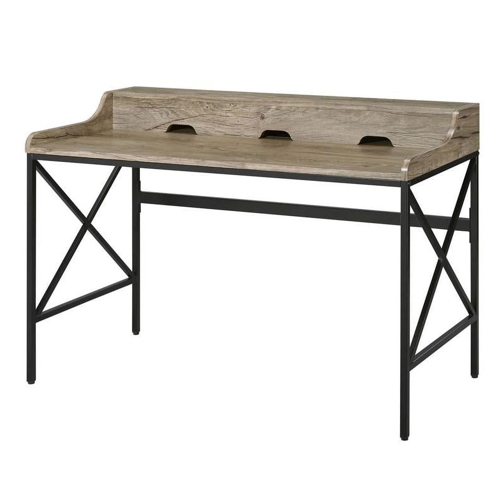 Gray Wood and Black Metal Desk with USB Port S84113