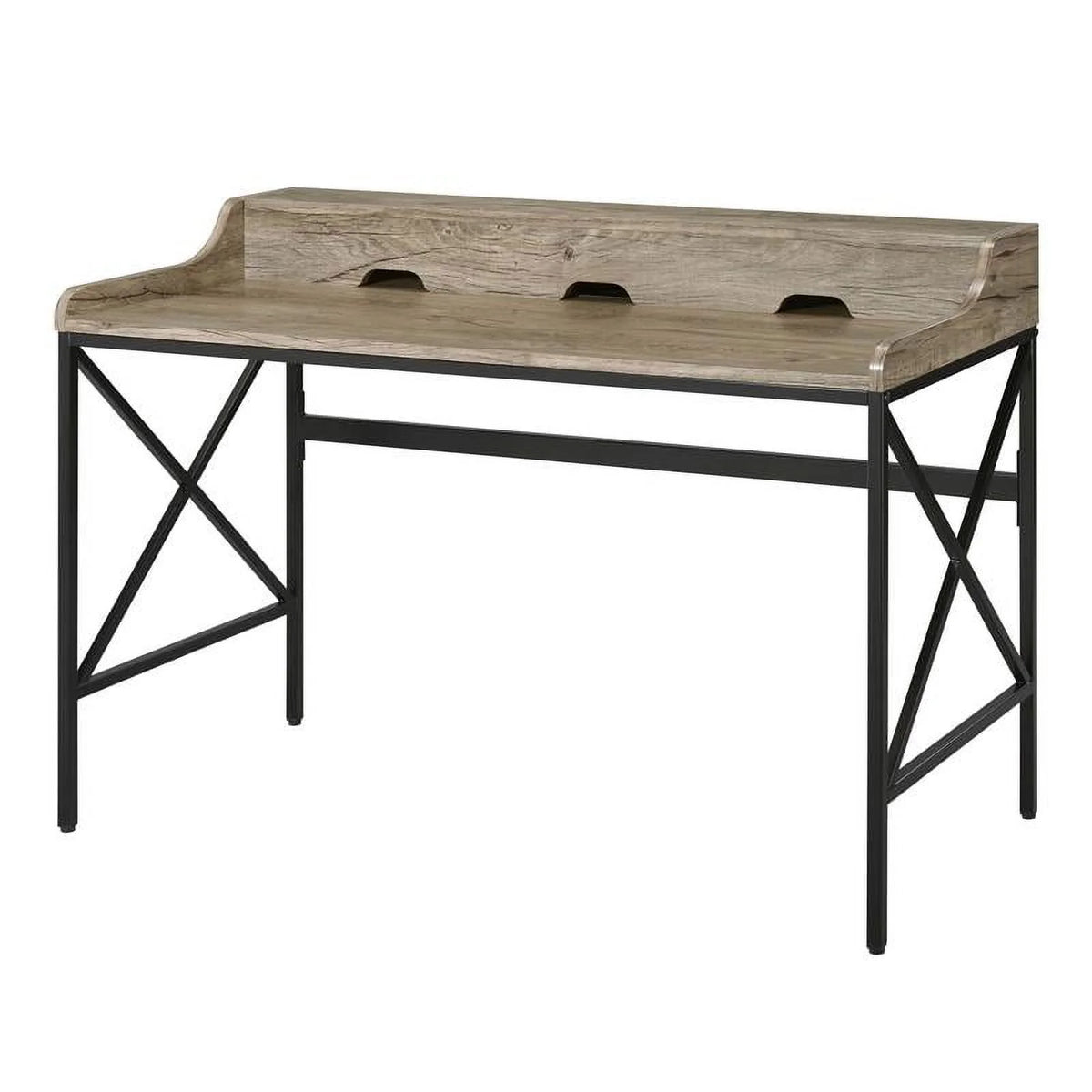 Gray Wood and Black Metal Desk with USB Port S84113
