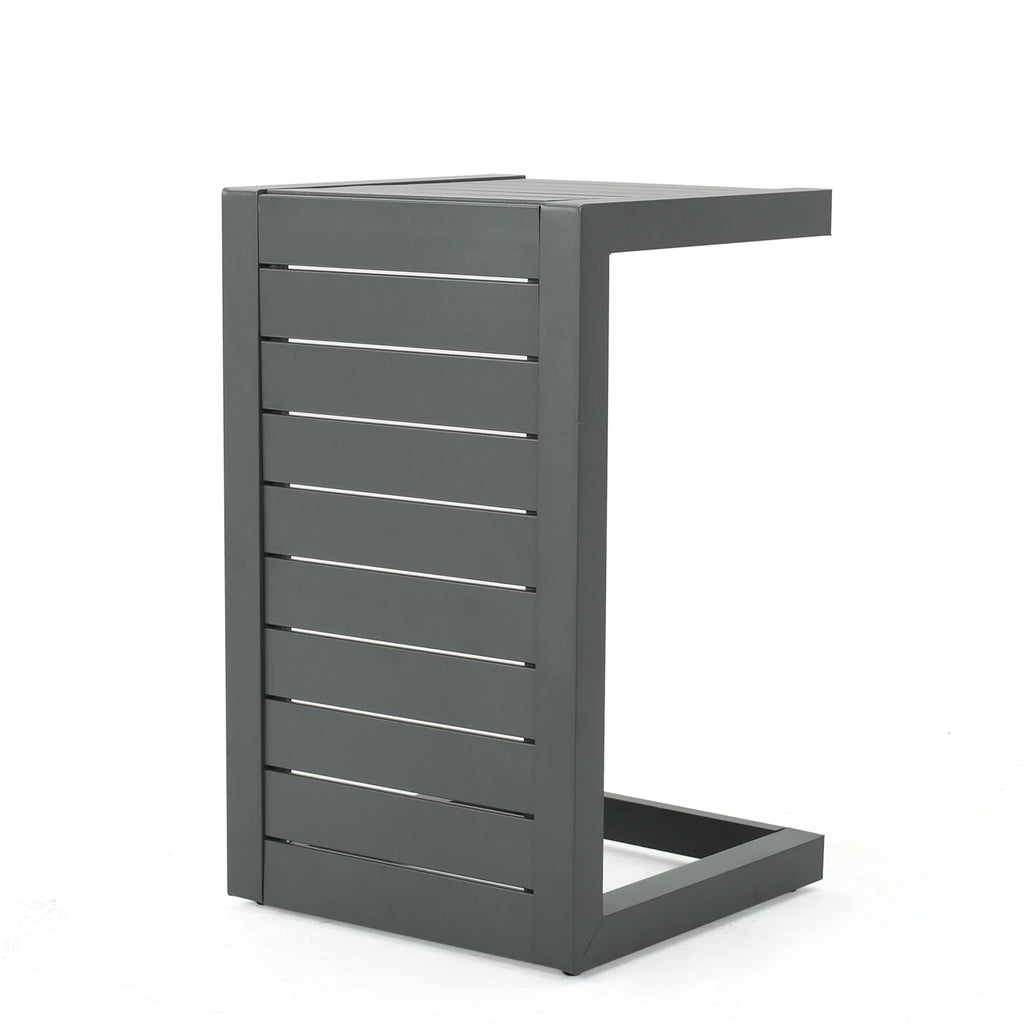 Grey Aluminum Chaise Lounge and Side Table W72103