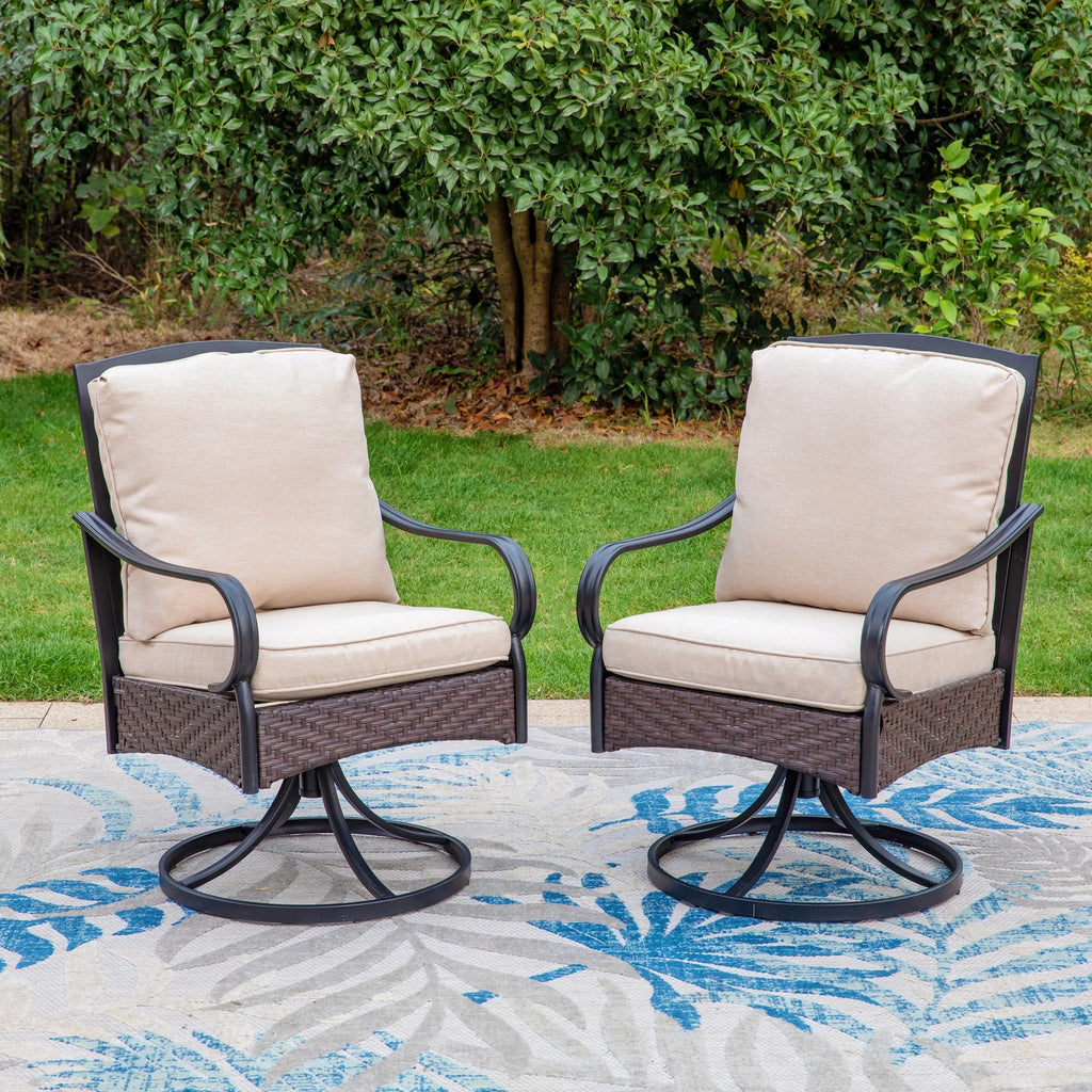 5-Piece Wicker Patio Conversation Set with Fire Pit Table F9959