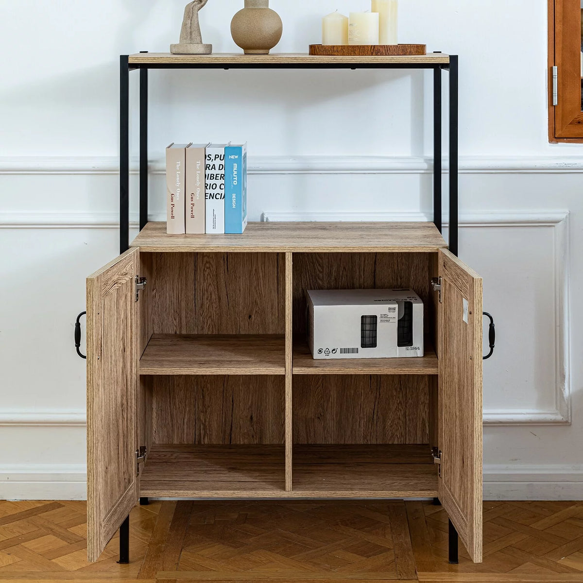 47" Oak Storage Cabinet with Hutch R538967
