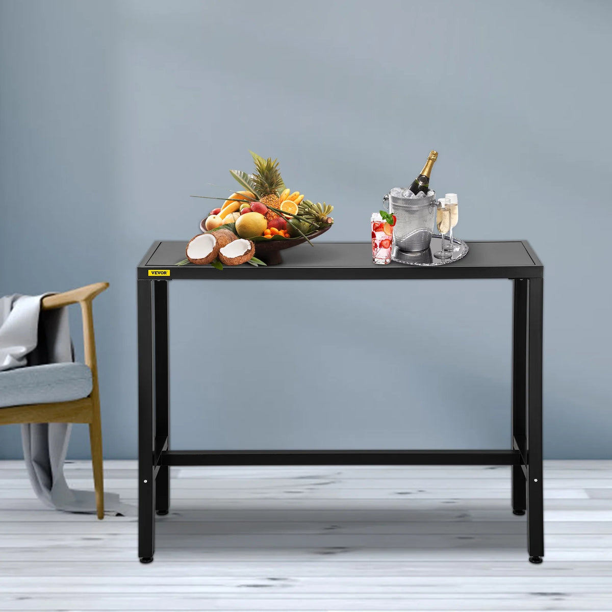 Narrow Rectangular Bar Height Outdoor Table with Adjustable Feet W721868