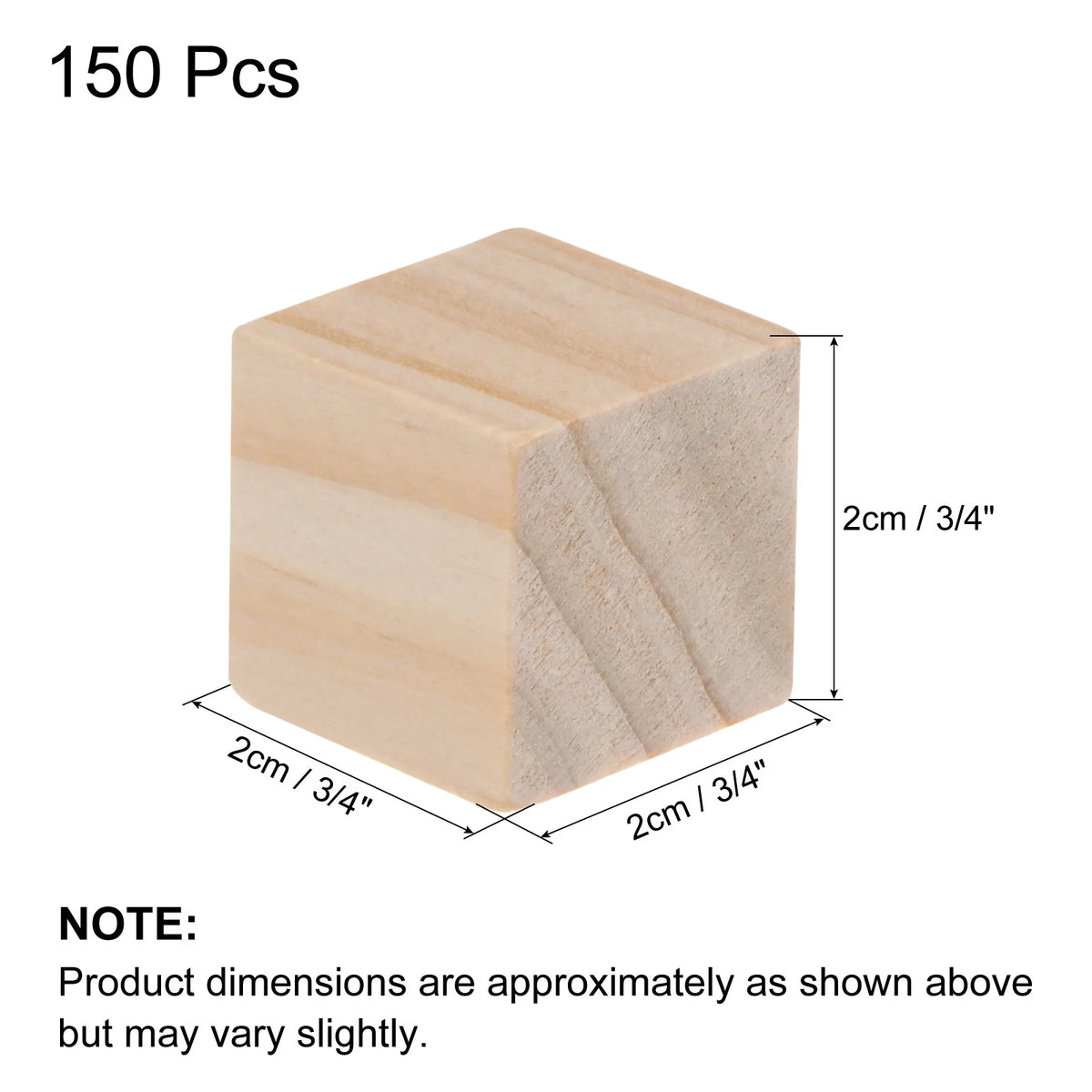 3/4 Inch Unfinished Pine Wood Blocks, 150 Pack U697