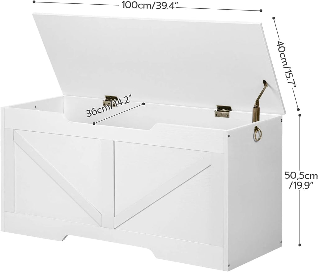White Wooden Storage Bench N8719