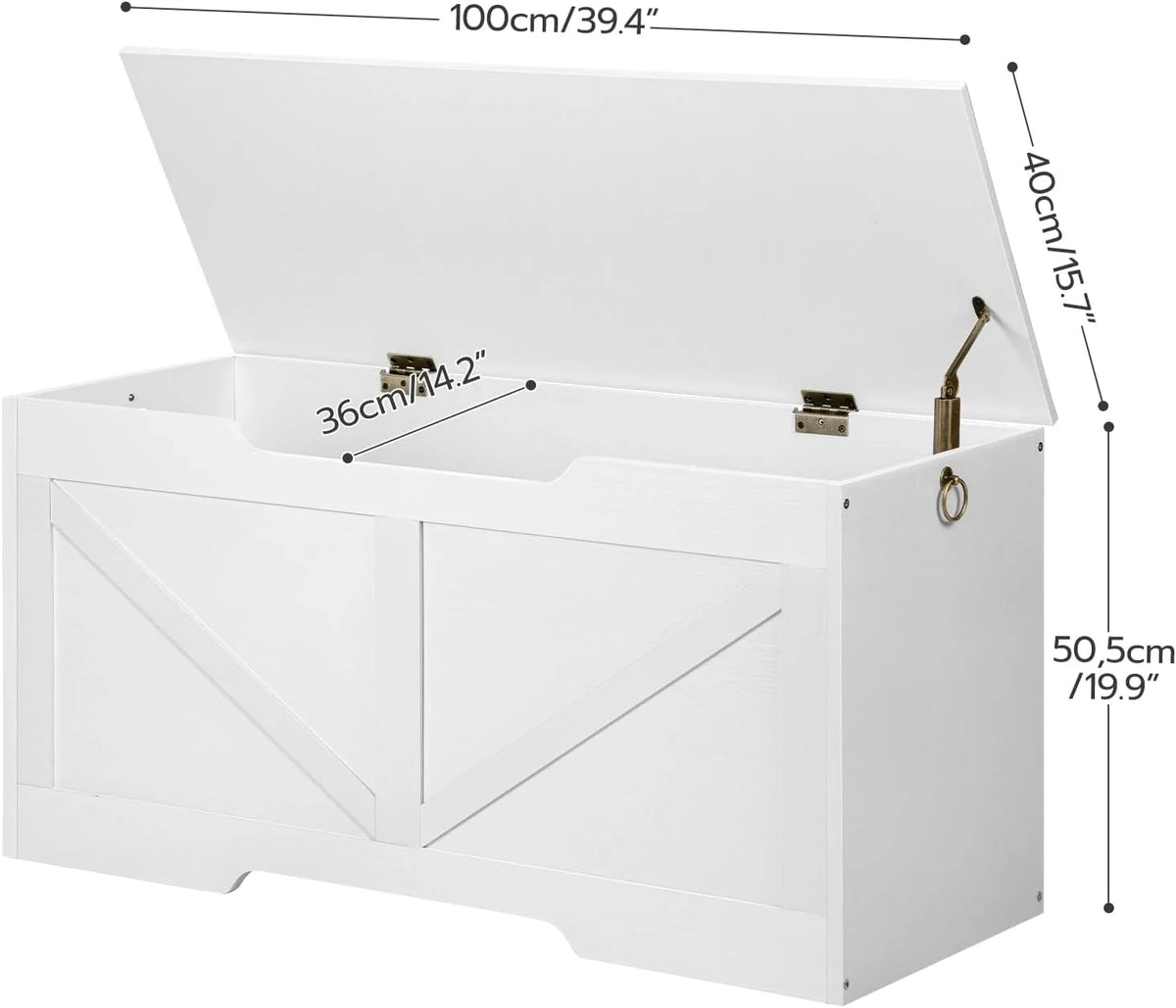 White Wooden Storage Bench N8719