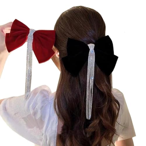 Velvet Rhinestone Bow Claw Hair Clips 2 Pack K6157