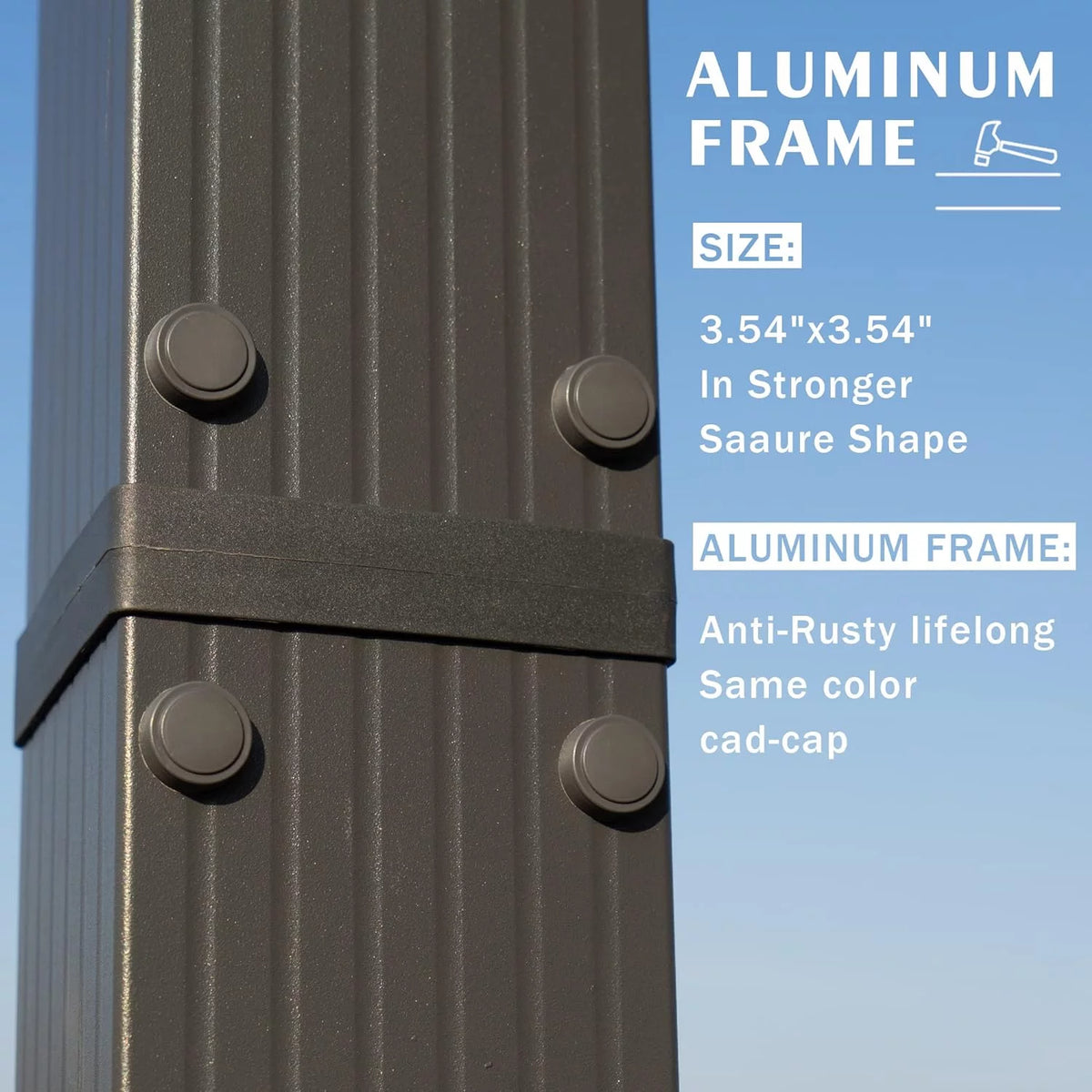 Extra-Large Gray Aluminum Frame Pergola with Sunshade Canopy 10' x 13' Burgundy J74822