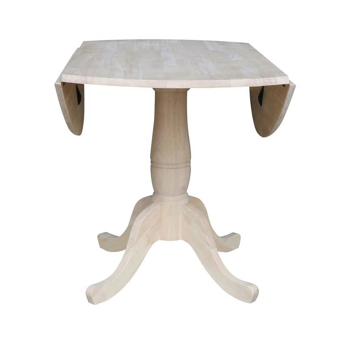 42" Round Solid Wood Dual Drop Leaf Pedestal Table L636