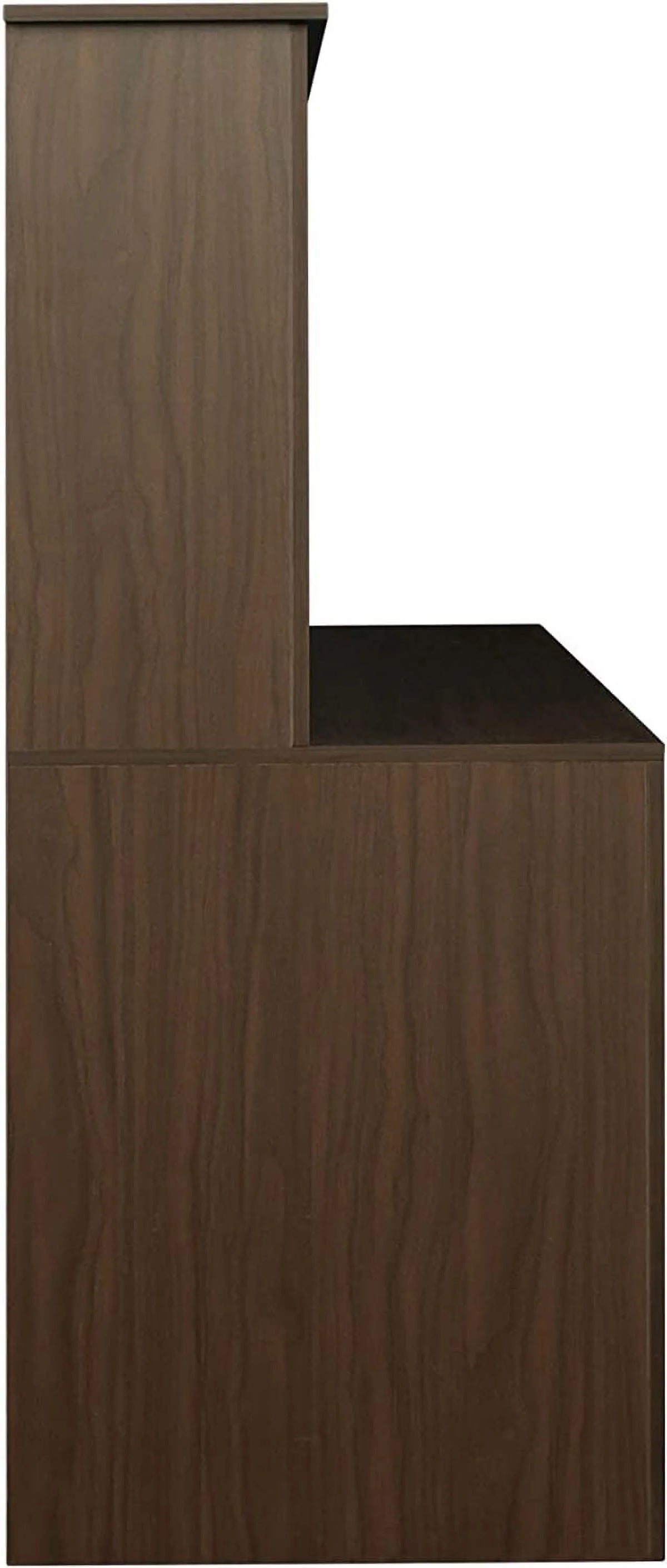 Walnut Computer Desk with Cabinet and Keyboard Tray Y273