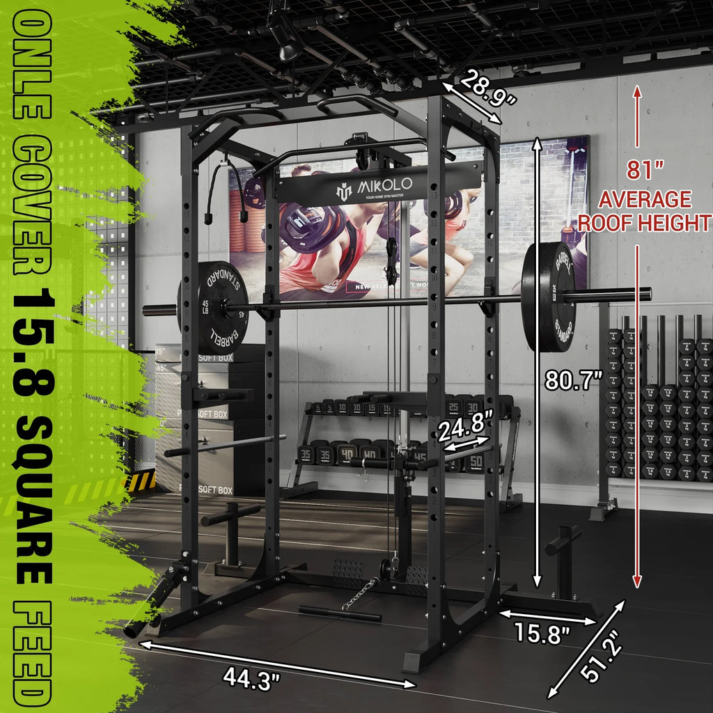 1200LBS Capacity Power Rack with LAT Pulldown System R69557