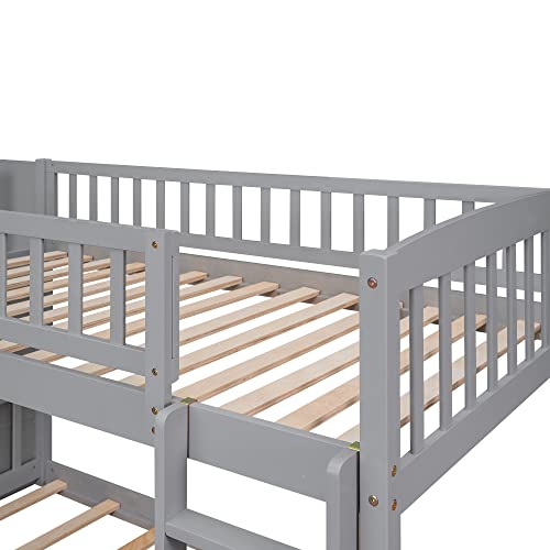 Twin Size Wood Loft Bed with Slide and Storage Shelves C6336