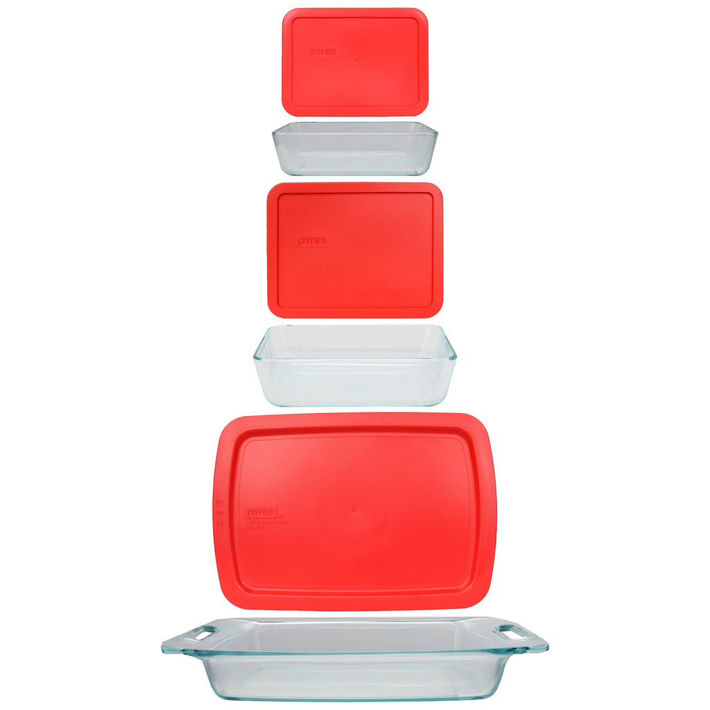 Glassware with 3-Cup, 6-Cup, and 3qt Red Lid K576981