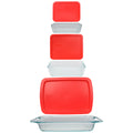 Glassware with 3-Cup, 6-Cup, and 3qt Red Lid K576981
